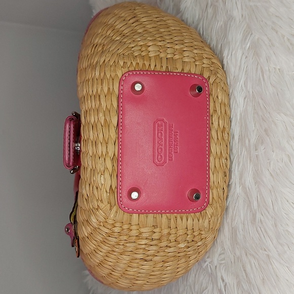 Coach Hand Woven Straw & Leather Small Tote Bag - Picture 8 of 13